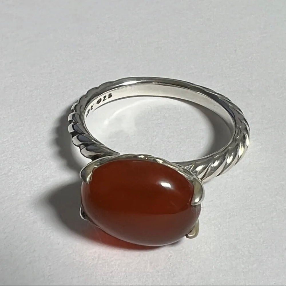 David Yurman cable band ring red carnelian 7